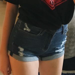 Ripped jean shorts
